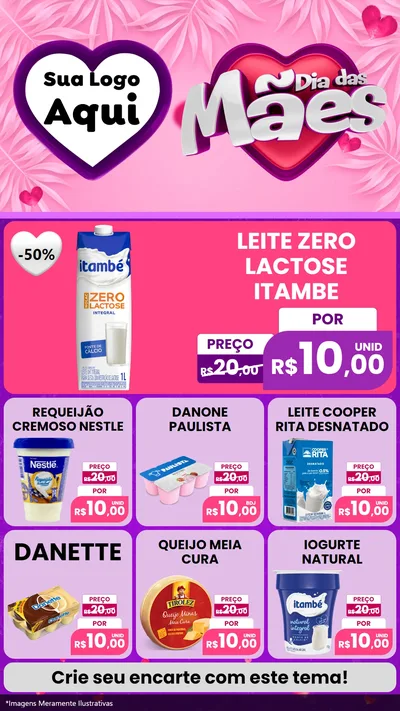 Modelo de Rede Social para Stories com o tema Dia das Mães para Frios e Laticínios