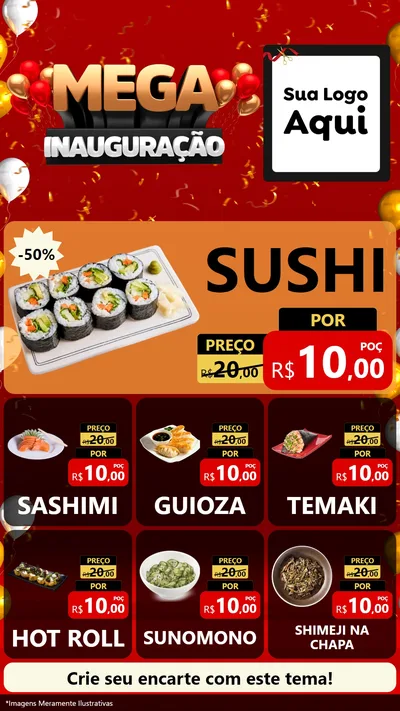 Modelo de Rede Social para Stories com o tema Mega Inauguração para Comida japonesa