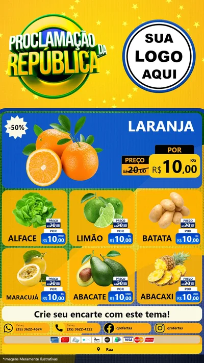 Modelo de Rede Social para Stories com o tema Proclamação da República para Hortifrúti