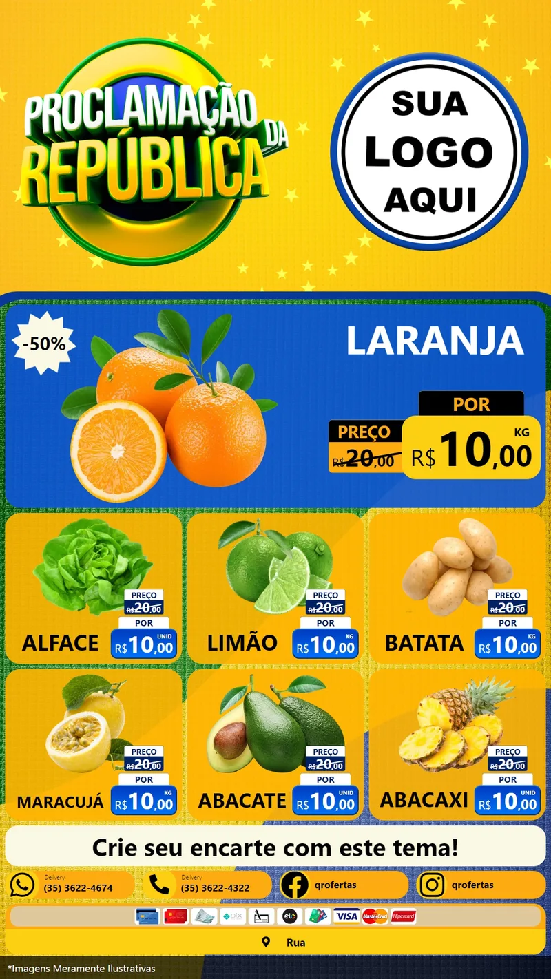 Modelo de Rede Social para Stories com o tema Proclamação da República para Hortifrúti