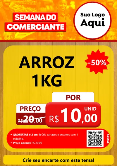Modelo de Cartaz para Cartaz A4 Vertical com o tema Semana do Comerciante para Supermercado