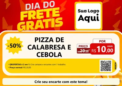 Modelo de Cartaz para Cartaz A4 Horizontal com o tema Dia do Frete Grátis para Pizzaria
