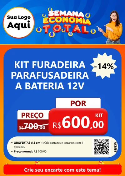 Modelo de Cartaz para Cartaz A4 Vertical com o tema Semana Economia Total para Maquinas e Ferramentas