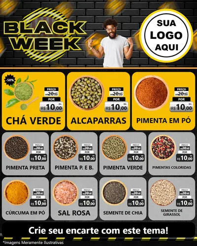 Modelo de Rede Social para Feed Instagram com o tema Black Week para Produtos Naturais