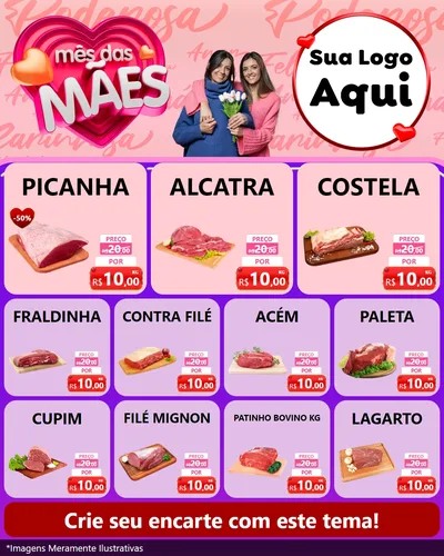 Modelo de Rede Social para Feed Instagram com o tema Mês Das Mães para Açougue