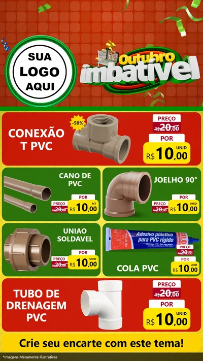 Modelo de TV para TV Vertical com o tema Outubro Imbatível para Tubos e conexões