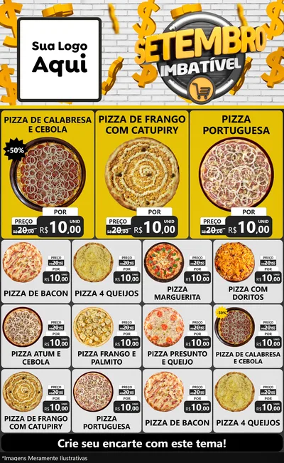 Modelo de Encarte para Encarte Grande com o tema Setembro Imbatível para Pizzaria