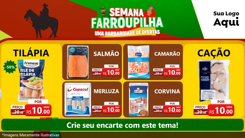 Modelo de TV para TV Horizontal com o tema Semana Farroupilha - Uma Barbaridade de Ofertas para Peixaria