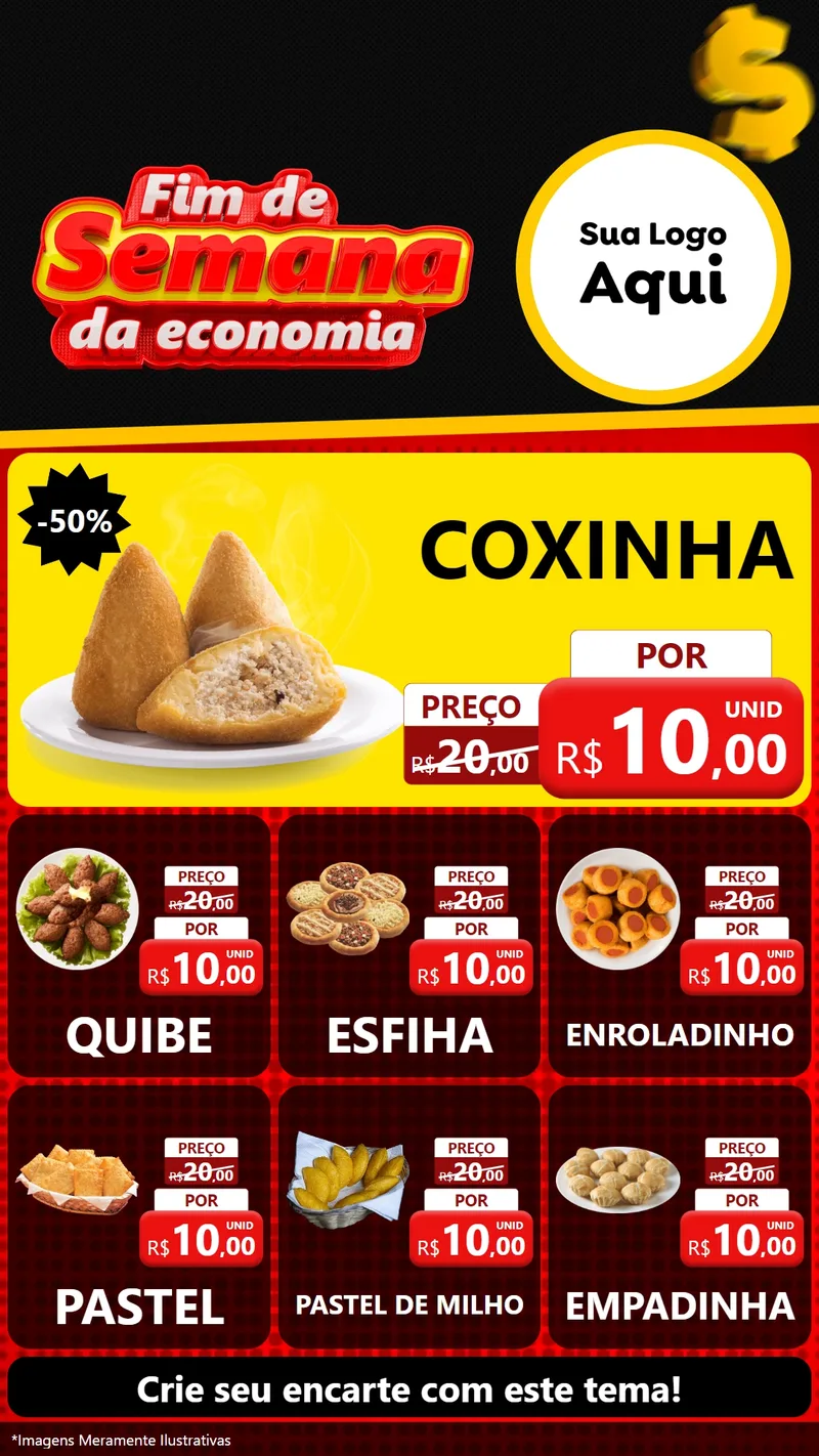 Modelo de Rede Social para Stories com o tema Fim de Semana da Economia para Salgadaria