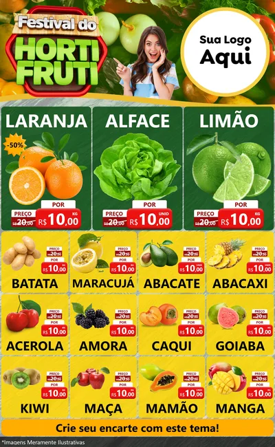 Modelo de Encarte para Encarte Grande com o tema Festival do Hortifrúti para Hortifrúti