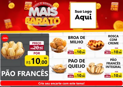 Modelo de Encarte para Encarte A4 Horizontal com o tema Mais Barato para Padaria