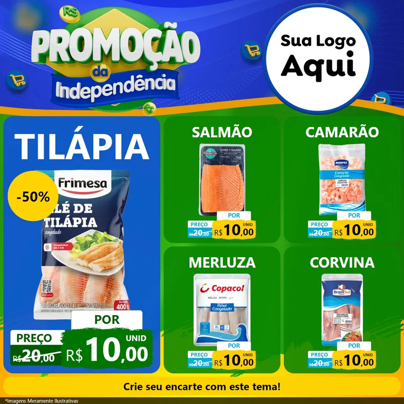 Modelo de Rede Social para Feed Facebook com o tema Promoção da Independência para Peixaria