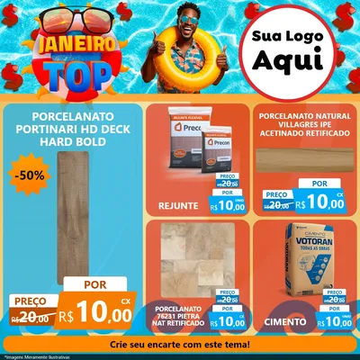 Modelo de Rede Social para Feed Facebook com o tema Janeiro Top para Pisos e revestimentos