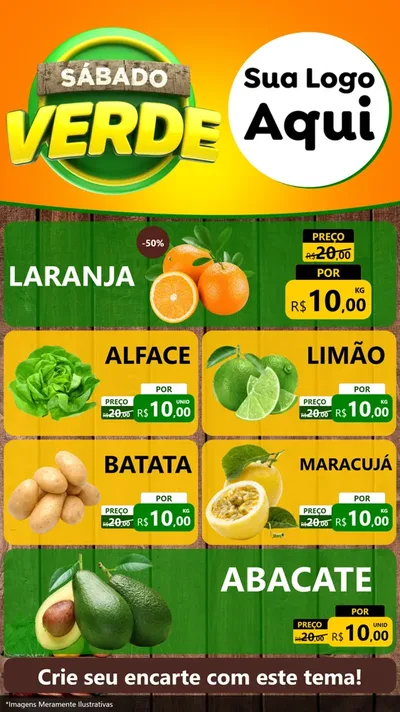 Modelo de TV para TV Vertical com o tema Sábado Verde para Hortifrúti