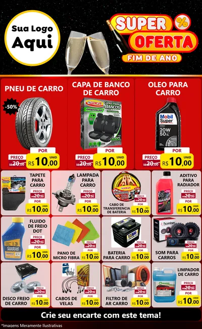 Modelo de Encarte para Encarte Grande com o tema Super Oferta Fim de Ano para Auto peças