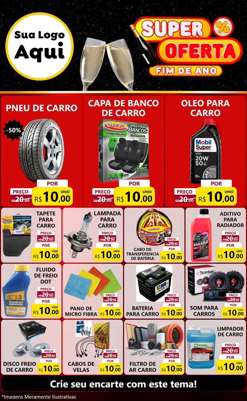 Modelo de Encarte para Encarte Grande com o tema Super Oferta Fim de Ano para Auto peças