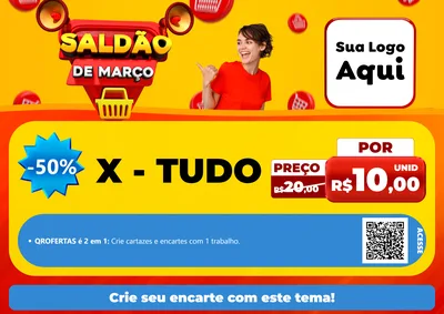 Modelo de Cartaz para Cartaz A4 Horizontal com o tema Saldão de Março para Hamburgueria