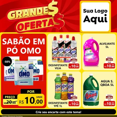 Modelo de Rede Social para Feed Facebook com o tema Grandes Ofertas para Produtos de Limpeza