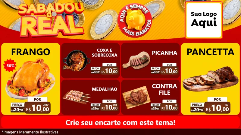 Modelo de TV para TV Horizontal com o tema Sabadou do Real para Assados