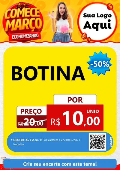 Modelo de Cartaz para Cartaz A4 Vertical com o tema Comece Março Economizando para Agropecuária