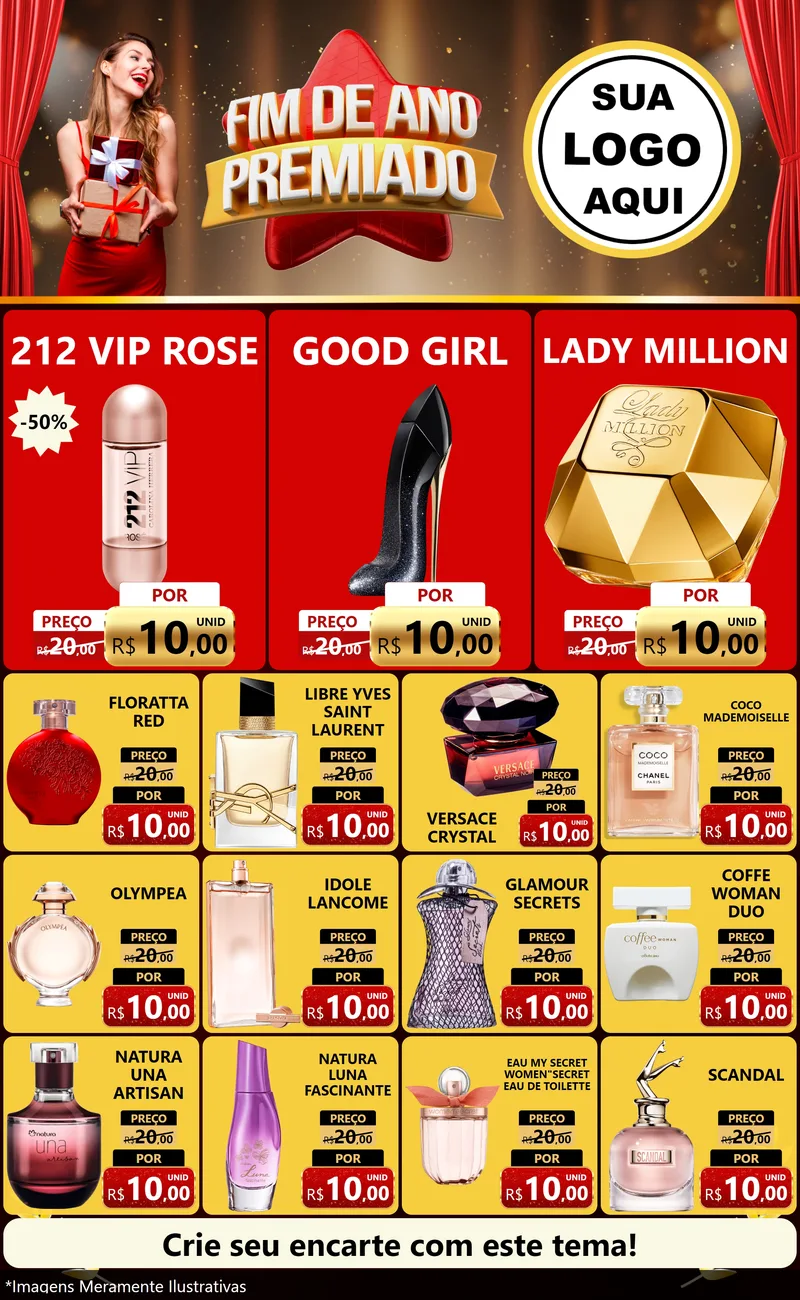 Modelo de Encarte para Encarte Grande com o tema Fim de Ano Premiado para Perfumes