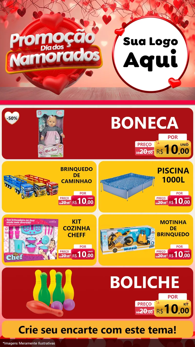 Modelo de TV para TV Vertical com o tema Promoção Dia dos Namorados para Brinquedos
