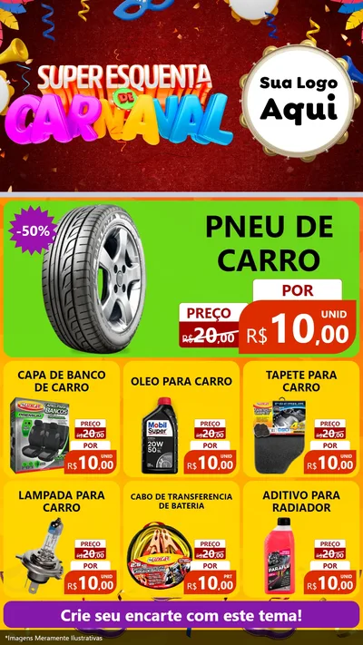 Modelo de Rede Social para Stories com o tema Super Esquenta de Carnaval para Auto peças