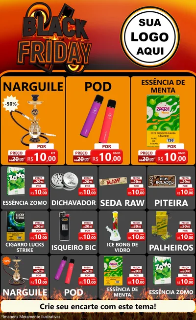 Modelo de Encarte para Encarte Grande com o tema Black Friday para Tabacaria