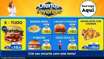 Modelo de TV para TV Horizontal com o tema Ofertas de Fevereiro para Hamburgueria
