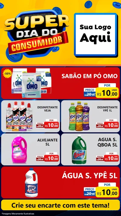 Modelo de TV para TV Vertical com o tema Super Dia do Consumidor para Produtos de Limpeza
