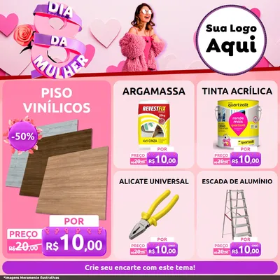 Modelo de Rede Social para Feed Facebook com o tema Dia da Mulher para Material para Construção