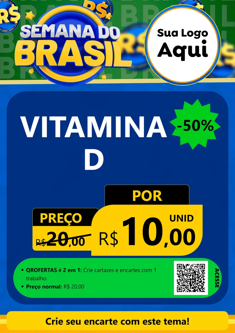 Modelo de Cartaz para Cartaz A4 Vertical com o tema Semana Do Brasil para Farmácia