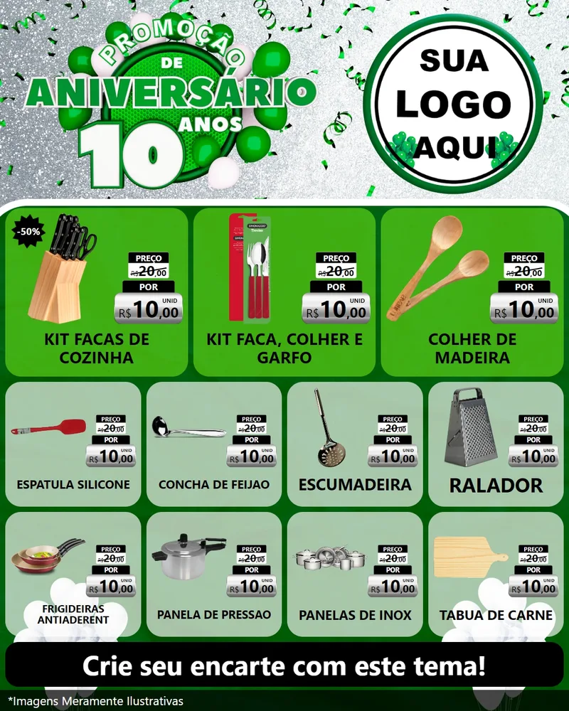 Modelo de Rede Social para Feed Instagram com o tema Promoção de Aniversário - 10 Anos para Utilidades Domésticas
