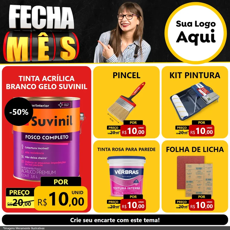Modelo de Rede Social para Feed Facebook com o tema Fecha Mês para Tintas e Ferramentas