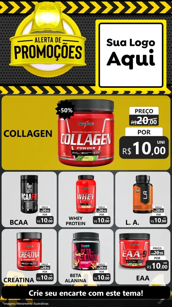 Modelo de Rede Social para Stories com o tema Alerta de Promoções para Suplementos alimentares