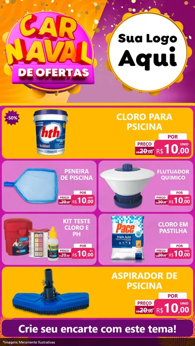 Modelo de TV para TV Vertical com o tema Carnaval de Ofertas para Produtos para Piscina