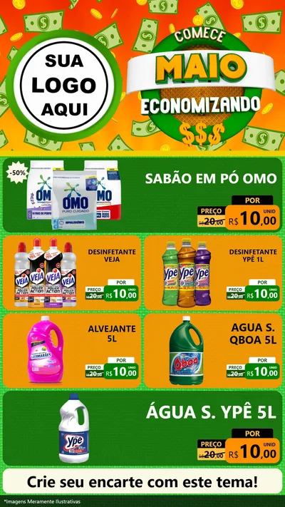 Modelo de TV para TV Vertical com o tema Comece Maio Economizando para Produtos de Limpeza