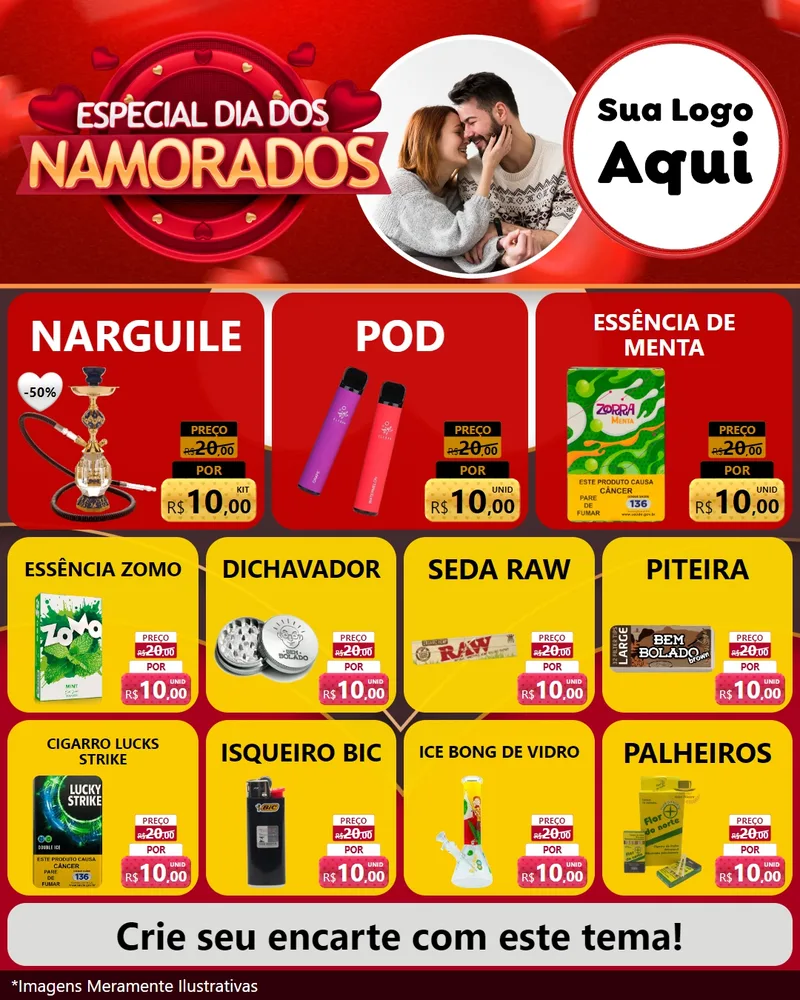 Modelo de Rede Social para Feed Instagram com o tema Especial Dia Dos Namorados para Tabacaria