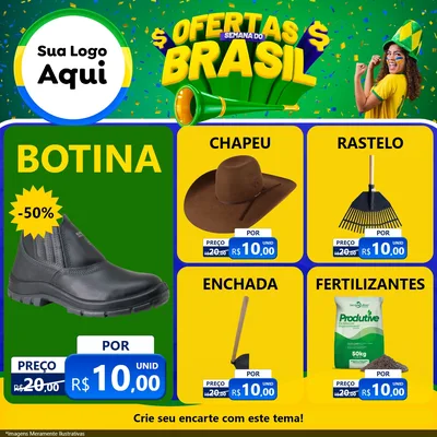 Modelo de Rede Social para Feed Facebook com o tema Ofertas Semana do Brasil para Agropecuária
