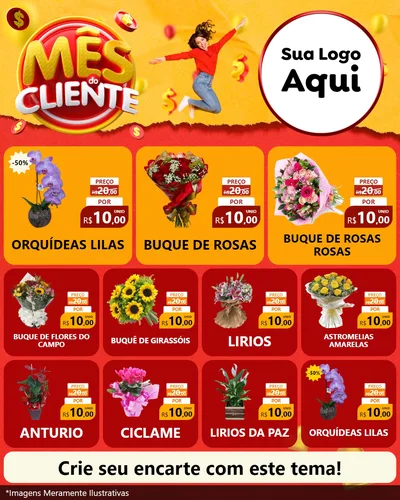Modelo de Rede Social para Feed Instagram com o tema Mês do Cliente para Floricultura e jardim