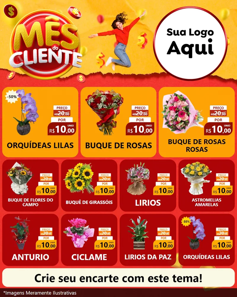 Modelo de Rede Social para Feed Instagram com o tema Mês do Cliente para Floricultura e jardim