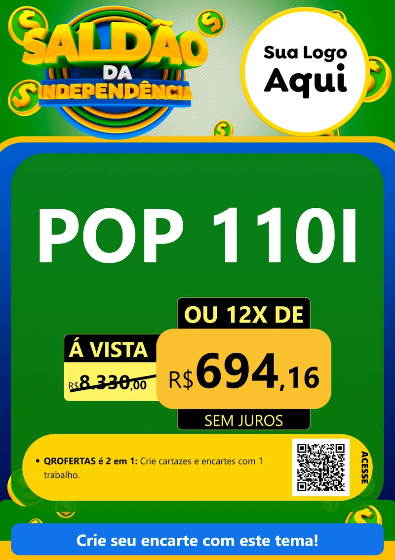 Modelo de Cartaz para Cartaz A4 Vertical com o tema Saldão da Indepêndencia para Concessionaria de Motos