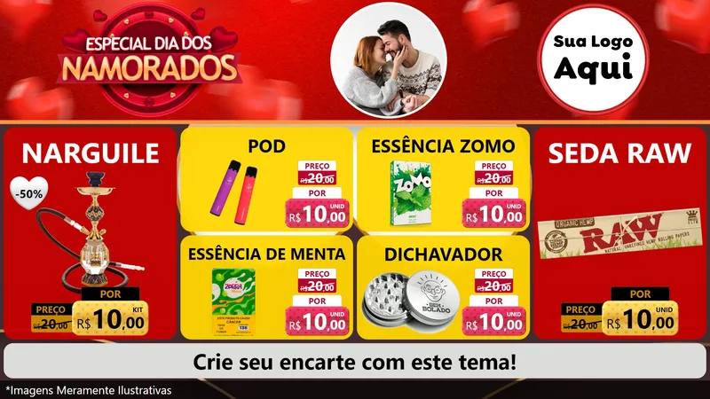 Modelo de TV para TV Horizontal com o tema Especial Dia Dos Namorados para Tabacaria