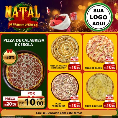 Modelo de Rede Social para Feed Facebook com o tema Natal de Grandes Ofertas para Pizzaria