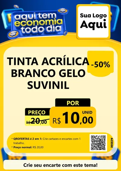 Modelo de Cartaz para Cartaz A4 Vertical com o tema Aqui Tem Economia Todo Dia para Tintas e Ferramentas