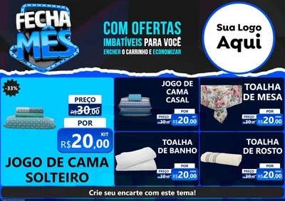Modelo de Encarte para Encarte A4 Horizontal com o tema Fecha Mês para Cama, Mesa e Banho