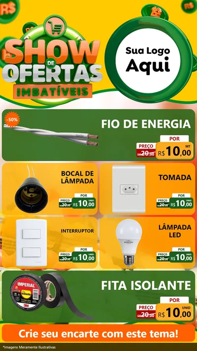 Modelo de TV para TV Vertical com o tema Show de Ofertas Imbatíveis para Materiais Elétricos