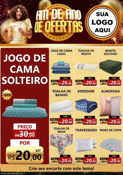 Modelo de Encarte para Encarte A4 Vertical com o tema Fim de Ano de Ofertas para Cama, Mesa e Banho