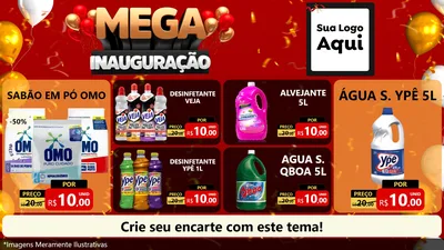 Modelo de TV para TV Horizontal com o tema Mega Inauguração para Produtos de Limpeza
