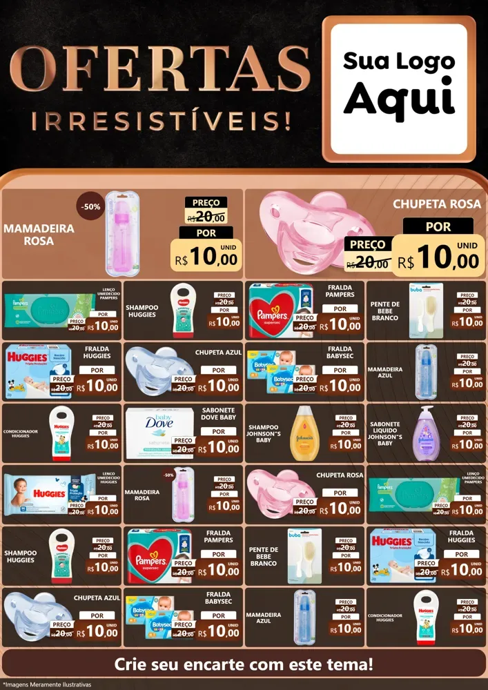 Modelo de Encarte para Encarte A4 Vertical com o tema Ofertas Irresistíveis! para Bebês